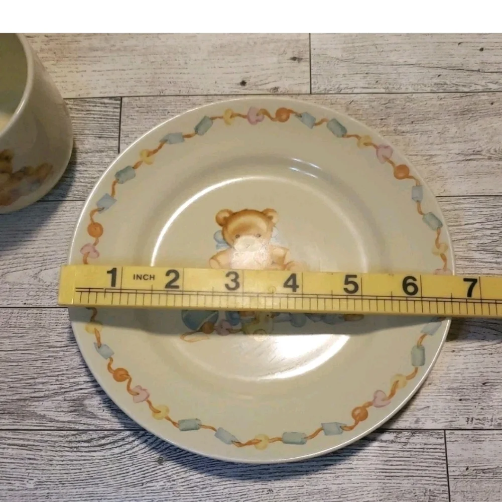 Vtg Hallmark  Bear Cup And Plate Set Cream  Japan Baby